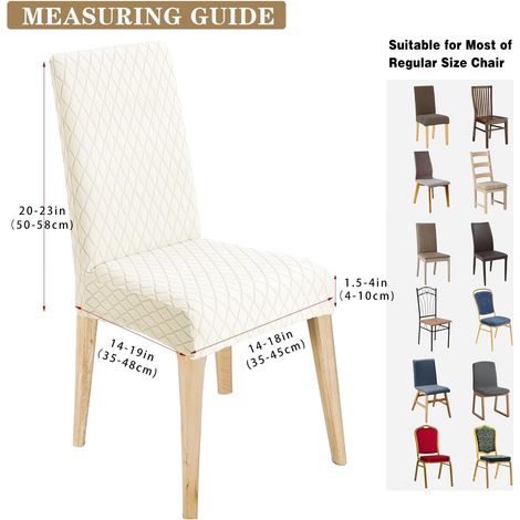 Housse de Chaise 4 Pièces, Extensible Amovible Lavable Beige (1/5)