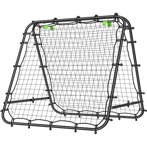 HOMCOM Rete da Calcio Rebounder in PE e Metallo Nero con Picchetti Inclusi