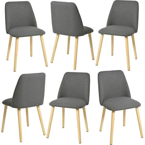 Goeurvant Sillas de Comedor Modernas Minimalistas con Tapizado Transpirable y Patas de Madera Maciza - Juego de 6 - Gris