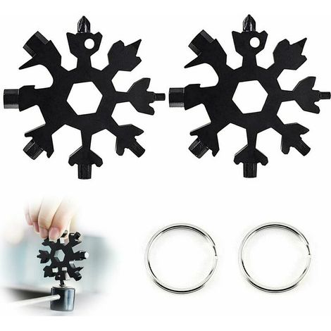 Outil de flocon de neige,2 outils de flocon de neige,Outil multifonction portable en acier inoxydable,Clé à flocon de neige en acier inoxydable,18 en 1-Porte-clé,Outil multifonction pour l'extérieur (1/5)