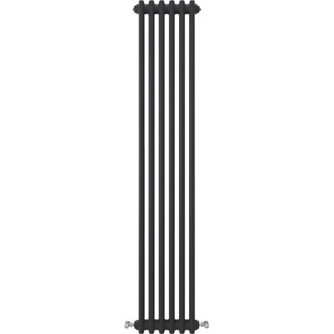 Acezanble Vertical Traditional Cast Iron Style Radiator 1500x290mm 3 Column Black