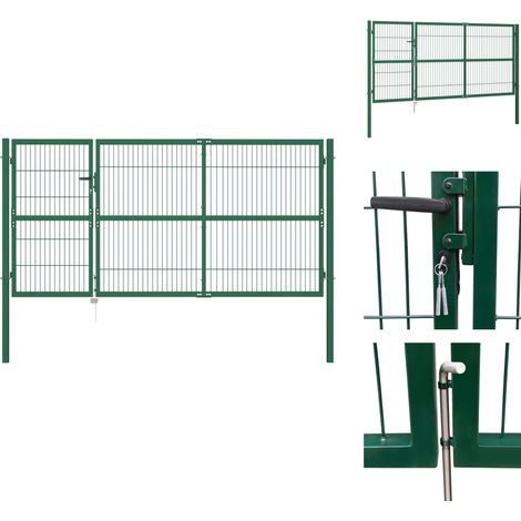 Gartentore - Living Gartentor mit Pfosten 350 x 140 cm Stahl Grün (1/5)