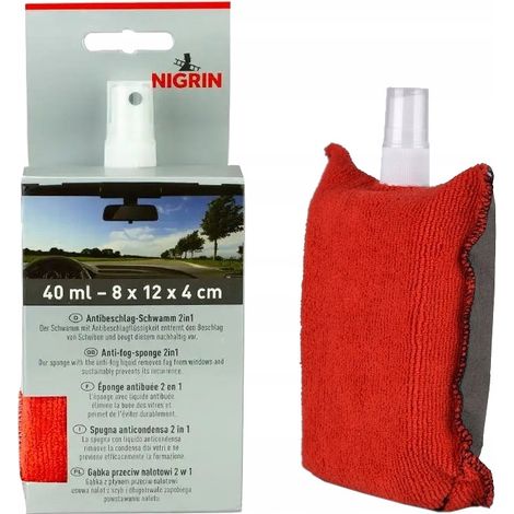 Chiffon éponge antibuée NIGRIN avec liquide antibuée 2 en 1 40 ml (1/5)
