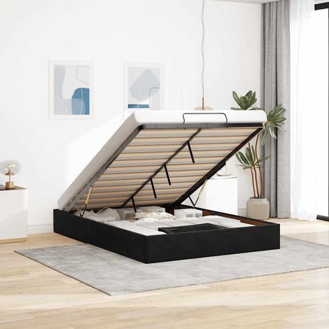 Cadre de lit ottoman sans matelas-Structure de lit noir 140x190 cm velours 448414 (1/5)