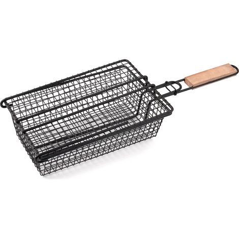 Gusseisen-Grillrost mit Thermometer, Kohleeimer und Feuerlöscher, Halterung für Brathähnchen, Grillzubehör (52 cm)-lsw (1/4)