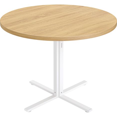 Vasagle – Table haute ronde 80 cm – Pour 4 personnes – Surface résistante à l'eau et aux rayures – Hauteur 74,8 cm – Style campagnard en doré chêne