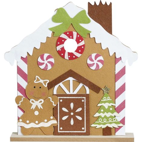 House of Seasons Pfefferkuchenhaus Polyester 41 x 37 x 6 cm braun-rot Figur