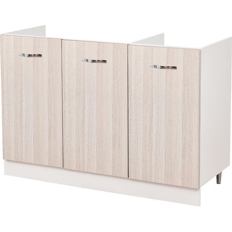 Mobile Sottolavello Cucina Componibile Mobiletto in Legno Colore Olmo con 3 Ante (1/5)