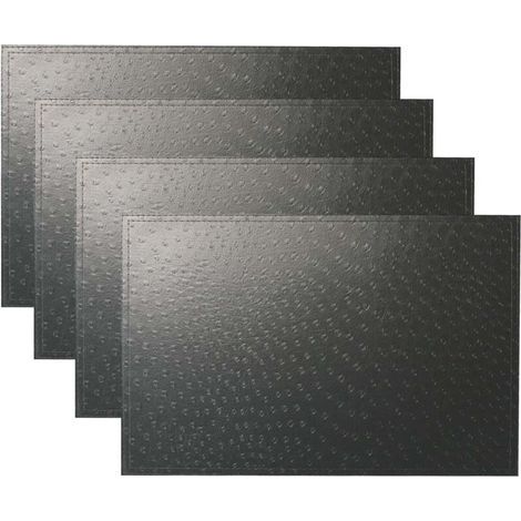 Set de 4 juegos de mesa en cuero doble capa PVC Slap-up con textura de piel de avestruz (negro) (1/4)