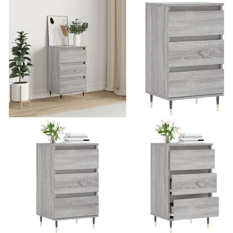 Aparador madera de ingeniería gris Sonoma 40x35x70 cm - Aparador gris - Aparador de almacenamiento