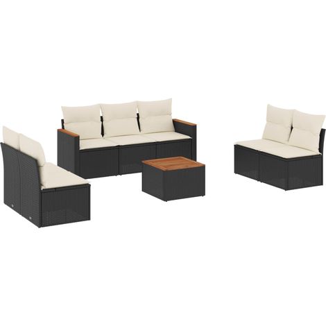 Maison Exclusive - Salon de jardin 8 pcs avec coussins noir résine tressée (1/5)