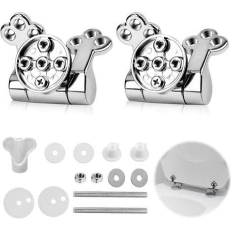 Charniere Abattant WC, Attaches Charnière Abattant WC Kit Ensembles Fixation Remplacement Rechange pour Lunette de Toilette pour Toilettes Fixation Cuvette WC (1/5)