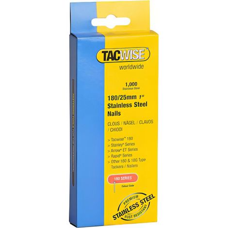 Boîte de 1000 clous en acier inoxydable type 180 L. 25 mm - TA-1066 - Tacwise (1/2)