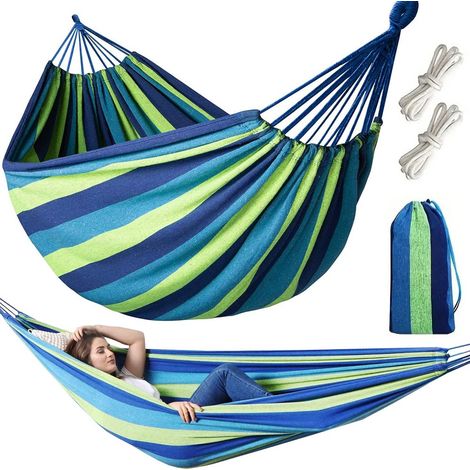 Filiyano – sac de transport – Hamac suspendu de jardin deux places 300x160cm Brésilien XXL avec sac de transport (1/5)
