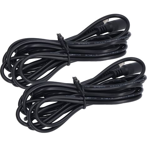 Câble d'Alimentation LED Solaire 5.5x2.1mm 12V/24V pour Caméras de Surveillance - Lot de 2