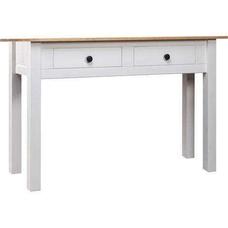 Table console-Table d'entrée Blanc 110x40x72 cm Pin solide Gamme Panama (1/5)