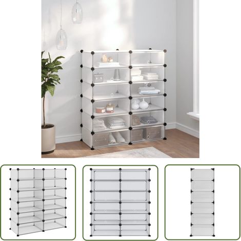 The Living Store Schuhregal Transparent 94,5x36,5x106 cm PP - Schuhregal - Schuhorganisation - Garderobe - Aufbewahrungsbox - Regal (1/5)