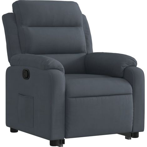 Sillón relax TV cómodo tapizado con función de elevación eléctrica en terciopelo gris oscuro DEC027966 (1/5)
