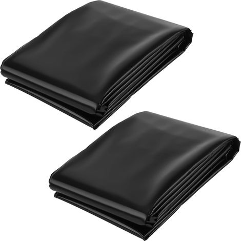 Lot de 2 feuilles de plastique noir de 2 x 3 m très résistantes, épaisses et imperméables pour le jardinage, l'isolation des bâtiments, la protection contre les gravats (1/5)