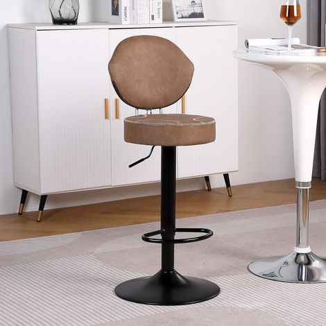 ralex-chair Bar Stools, Faux Leather Breakfast Bar Stools, Brown  Ergonomic Bar Stools, Height Adjustable, 360° Swivel, with Backrest, Faux Leather, 8 cm thick seat, Effortlessly Clean (1/5)