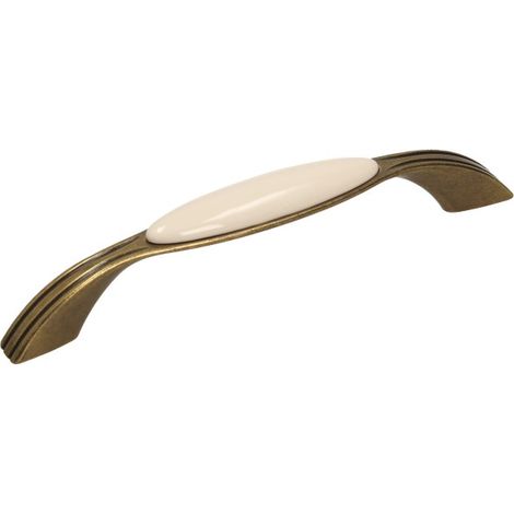 Maniglia UP17, oro antico, porcellana MLK-0, 128 mm (1/2)