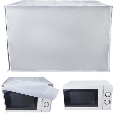 Housse Anti Poussière Extra Large pour Four à Micro Ondes et Friteuse à Air Chaud en Tissu Oxford Argenté Ouverture Frontale Anti Poussière pour Autocuiseur Électrique Domestique 54x35x43cm (1/5)