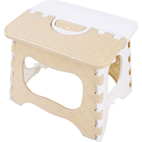 1 Escabeau Pliable - Tabouret Pliant 23,5 x 18 x 19,5 cm - En Plastique Robuste - Pour Cuisine Salle De Bain Chambre Enfants Adultes - Kaki (1/5)