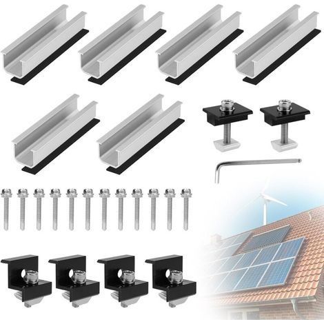 Lot de 6 supports solaires pour toit plat de 12 cm - Kit de montage pour centrale de balcon - Support de panneau solaire - Support de toit plat photovoltaïque - Rail de montage pour panneau (1/5)