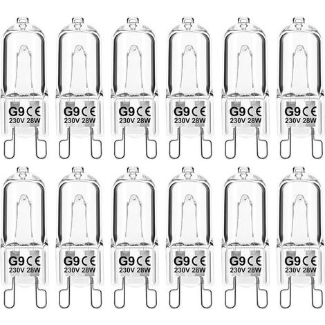 Ampoule halogène G9 28 W à intensité variable, blanc chaud, compatible four et micro-ondes jusqu'à 300 °C, pour éclairage intérieur. (1/5)