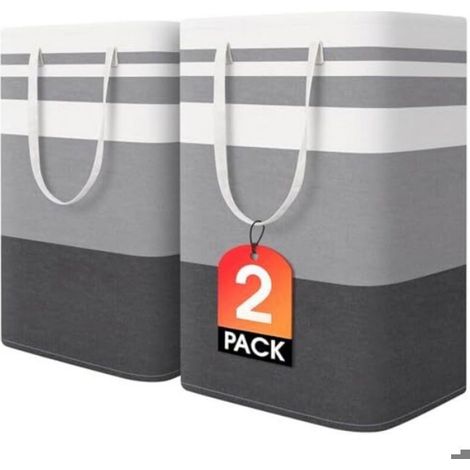 Panier À Linge - 75 L - Autoportant Avec Cadre Métallique - Imperméable PEVA - Pliable Avec Poignées Renforcées - Pour Buanderie Dortoir Salle De Bain Chambre - Lot De 2 (1/5)