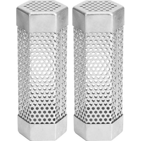Dailygoods，Tubo ahumador de pellets，Paquete de 2，15 cm，Tubo ahumador de acero inoxidable，Apto para cualquier parrilla，Plateado (1/5)