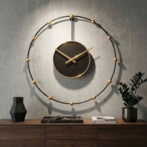 Reloj de pared de 61 cm, modelo Cesare, en negro y dorado (1/5)
