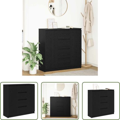 Schubladen - Sideboard mit Schubladen Schwarz Eichen-Optik 100,5x35x98,5 cm (1/5)