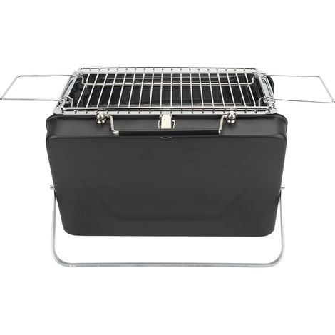 Barbecue portable au charbon de bois pliable en forme de carnet, idéal pour le camping, les pique-niques et les repas en plein air (noir). (1/5)
