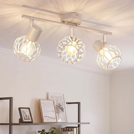 ZMH Spot Plafond LED 3 Éclairages Luminaire Gris E14 Métal 350° Pivotable Lampe Cuisine Lampe Salon Projecteur Plafond Couloir Plafonnier Sans Ampoule (1/5)