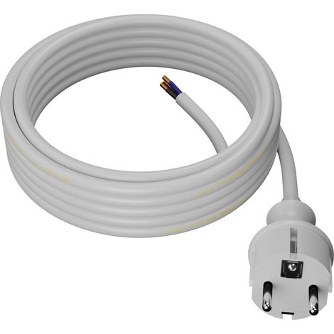 Netzkabel mit geradem Stecker, 5 m, 3 x 1,5 mm², 16 A, Schutzart IP44, weiß (1/5)