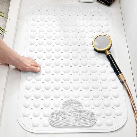 Duschmatte/Badematte – Rutschfest mit Saugnäpfen und Massagefunktion [Badezimmer] Weiß 106 x 66 cm
