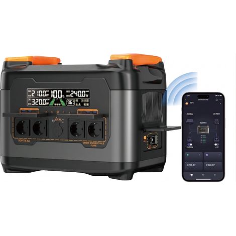 Station électrique portable 2400W 2048Wh LiFePO4, batterie solaire nomade 13 sorties, charge rapide 1,5h, UPS 20ms, contrôle App