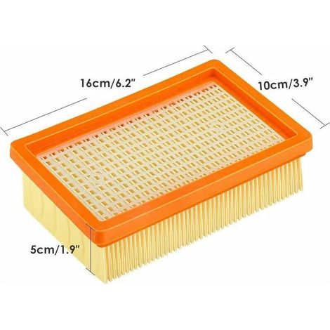 Lot de 3 filtres plissés plats de rechange KZQ pour aspirateurs eau et poussière Karcher MV4, MV5, MV6, WD4, WD5, WD6, WD4P, WD5P et WD6P. Remplace la référence 2.863-005.0. (1/4)