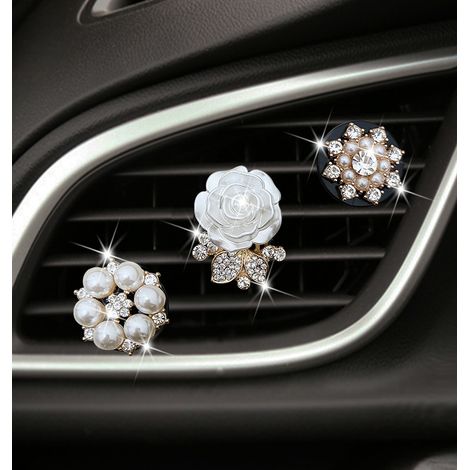 Lot de 3 clips de fixation pour sortie d'air de climatisation de voiture (rose blanche), clip de fixation pour sortie d'air de voiture, clip de fixation pour sortie d'air de voiture avec R (1/5)