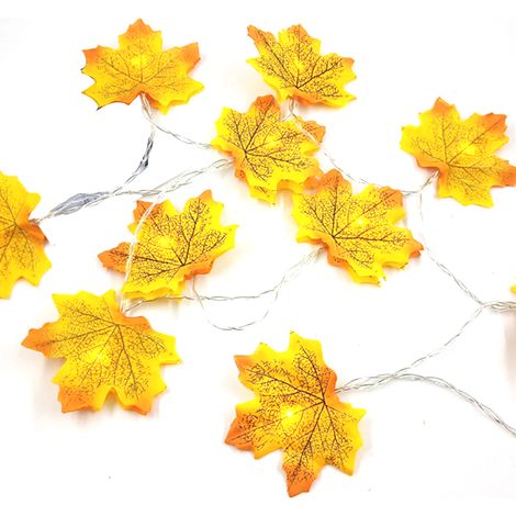 Guirlande Lumineuse Feuilles D'érable - LED Étanche - Pour Décoration Automnale Intérieure Extérieure - 2 m - 20 Lumières - Alimentée Par Piles (1/5)