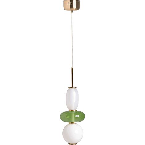 Suspension art déco en verre multicolore style raffiné - Verre multicolore et structure blanche (1/3)