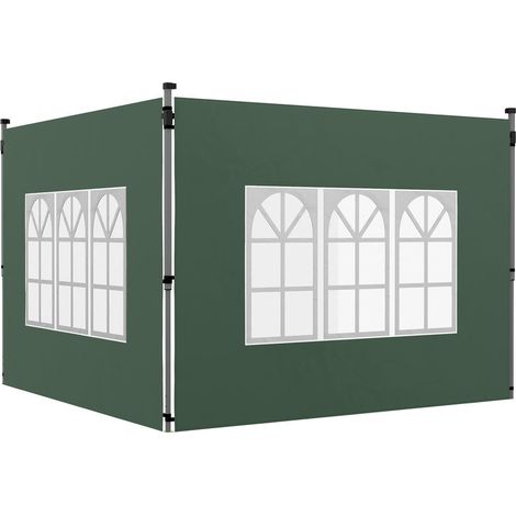 Lot de 2 Parois de Tonnelle avec Fenêtre AoSenYunZhou Tissu Oxford Vert pour Barnum et Pavillon 3x3m 3x4m (1/5)