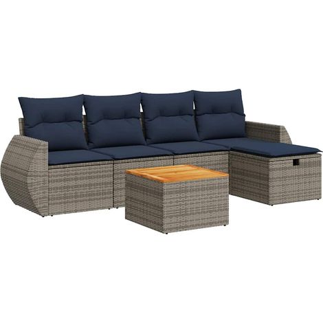 Maison Exclusive - 6-tlg. Garten-Sofagarnitur mit Kissen Grau Pol