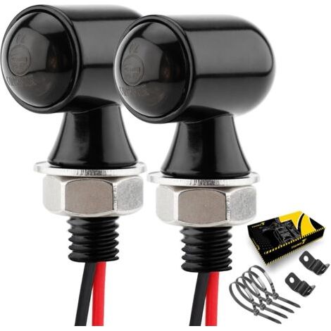Mini Blinks LED para Motocicletas Universales, Adecuados para Cafe Racer, Bobber, Cruiser (Lente Tinte Negra) (1/5)