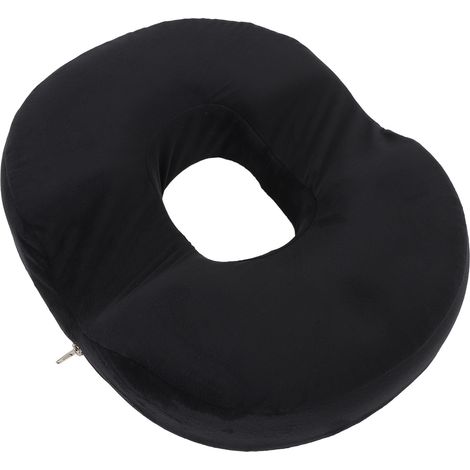 Coussin rond pour chaise de bureau ergonomique et respirant en mousse à mémoire de forme, noir (1/5)