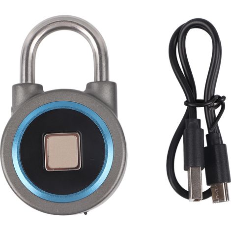 Cadenas à empreintes digitales Bluetooth contrôle par application IP65 étanche serrure électronique de sécurité pour casier tiroir bureau salle de sport bleu.