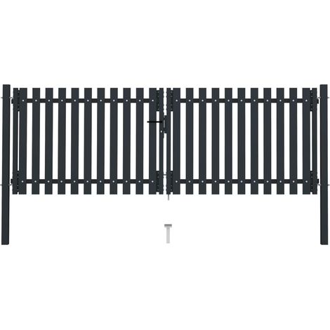 Portail de clôture à double porte Acier 306x125 Anthracite (1/5)