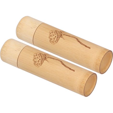 Set aus 2 umweltfreundlichen, karbonisierten Bambusröhrchen, Teedose, Nüssen, Räucherstäbchen, Lotusmuster (1/5)