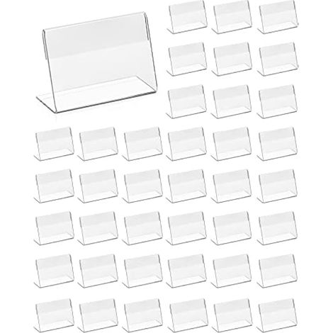 40Pcs Porte Étiquette en Acrylique Transparent, Porte-Cartes Nominatives Porte Étiquette Prix pour Bureau École Supermarché (6 x 4 cm) (1/5)